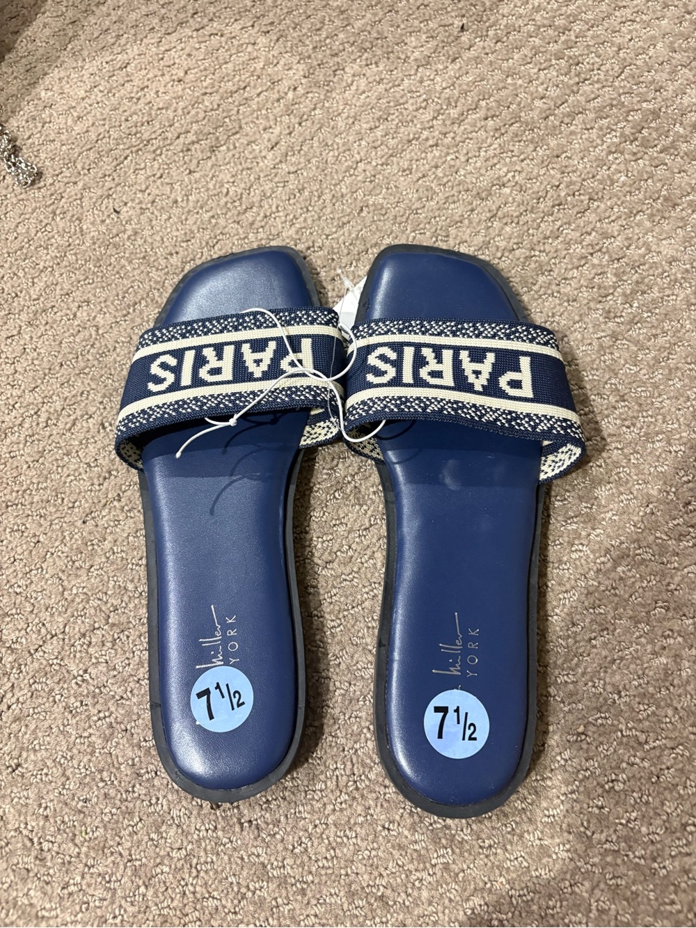 Women's Navy 'PARIS' Slide Sandals